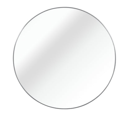 Wall Mirror Round Aluminum Frame Silver 42 In HD Glass Shatterproof Film