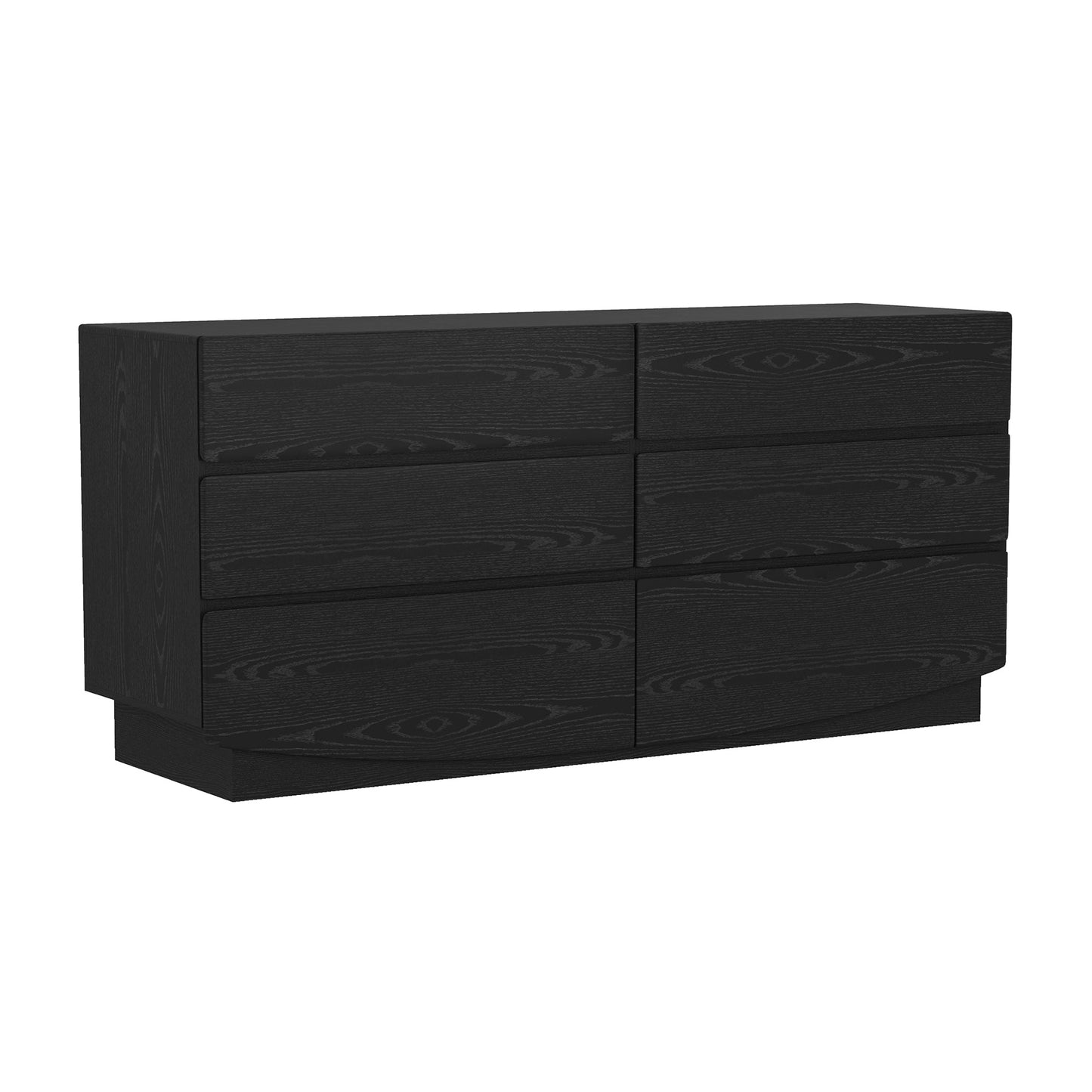 Dresser Minimalist 6-Drawer Black MDF Handleless 72x20x33.1 In