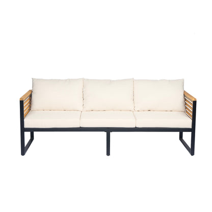 Outdoor Sofa Set 5 Piece Acacia Wood Steel Modern