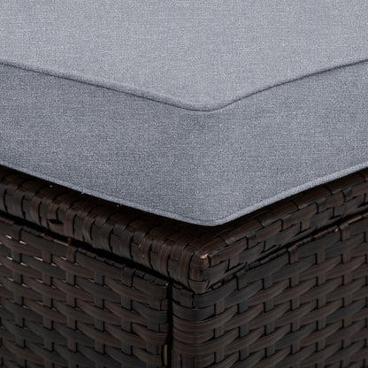 Outdoor Sectional Set PE Rattan Steel Gray Half Moon 5 Piece 350 LB