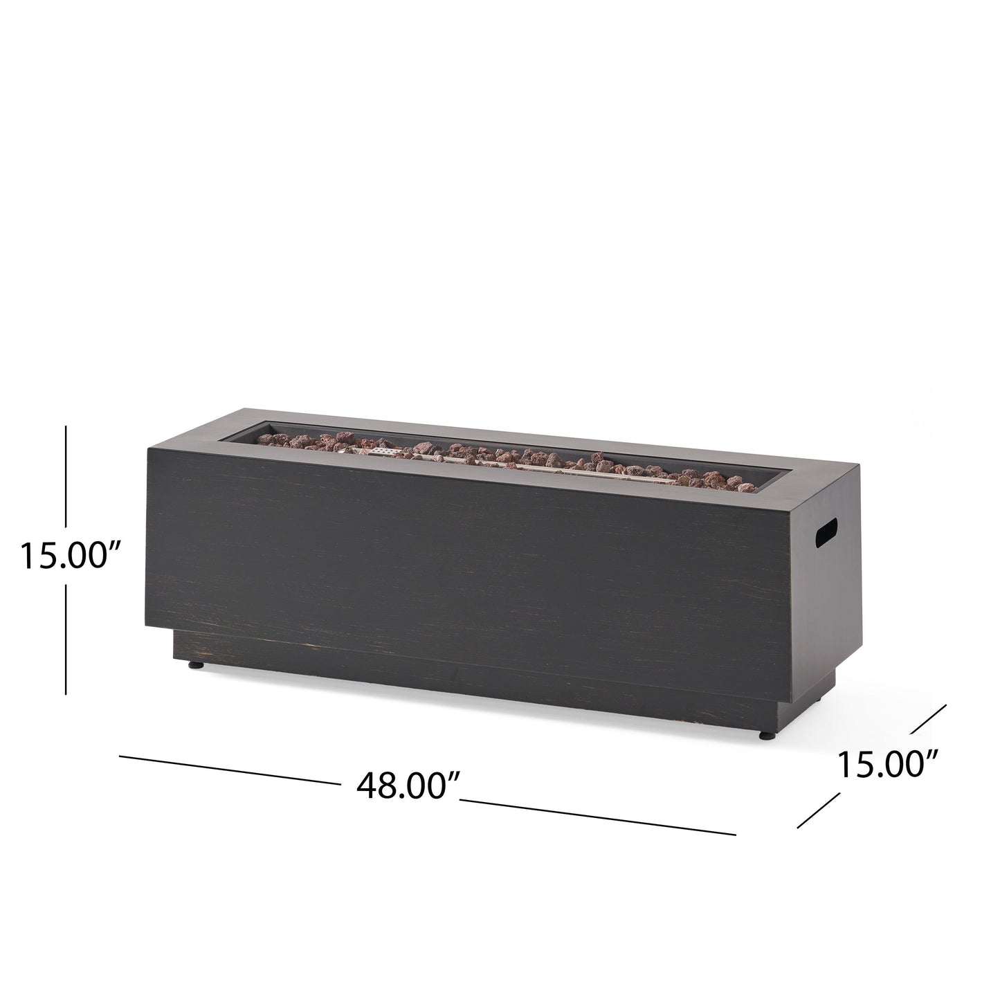 Modern 40 in Outdoor Iron Propane Fire Pit, 50,000 BTU, Sleek Design, Dark Brown