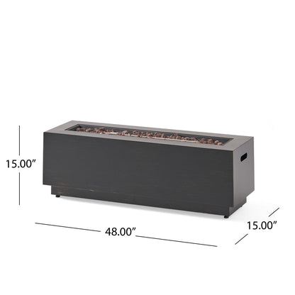Modern 40 in Outdoor Iron Propane Fire Pit, 50,000 BTU, Sleek Design, Dark Brown
