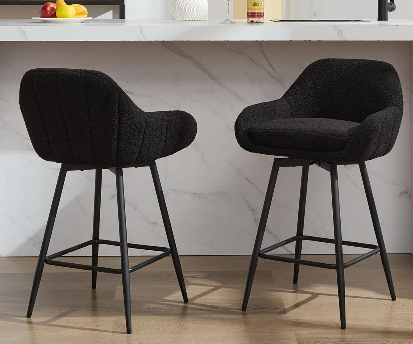 Modern Swivel Bar Stools Set of Two Comfortable Design