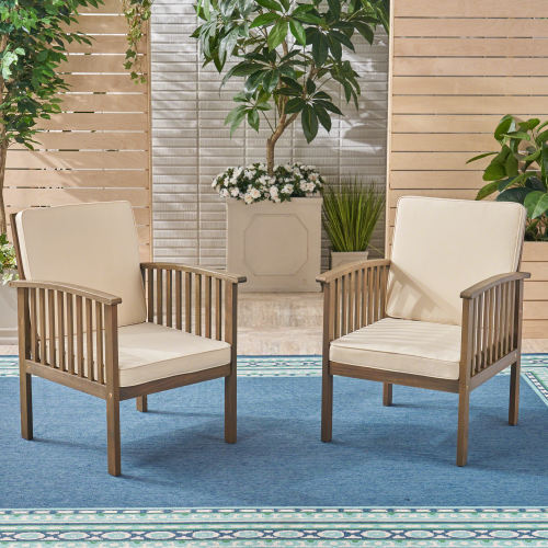 Outdoor Dining Set Acacia Wood 5 Piece Round Table