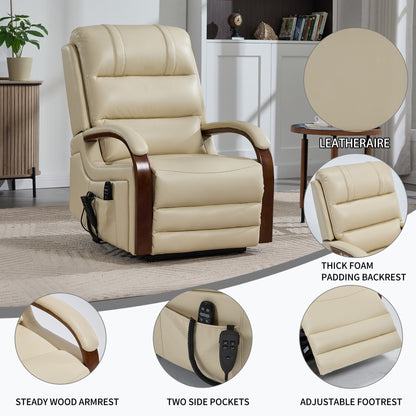Lift Recliner Chair Power Chenille Beige Heat Massage 350lb