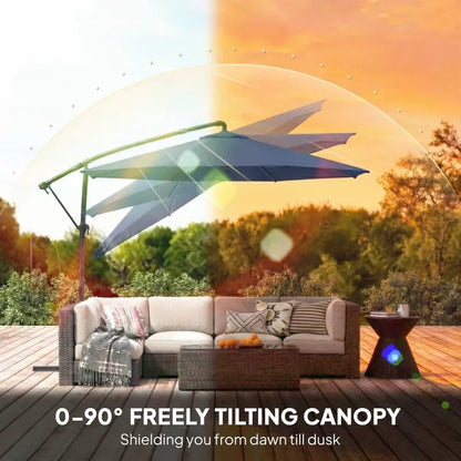 Patio Umbrella Cantilever Navy Blue 10ft Square 360 Degree Rotation