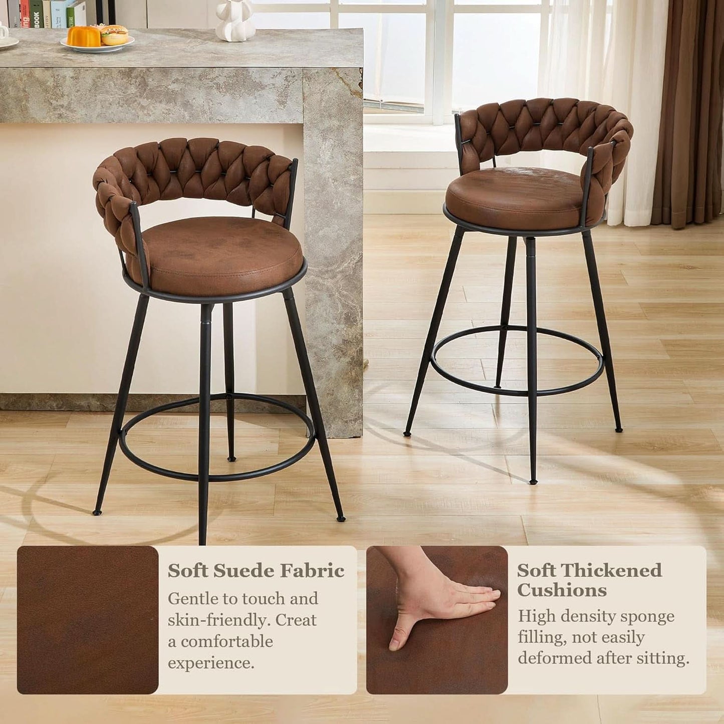 Modern Swivel Bar Stools Set of Two Stylish Design