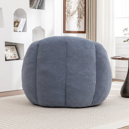 Bean Bag Chair Plush Faux Fur Light Blue Memory Foam Ergonomic Armrests 37.4 In