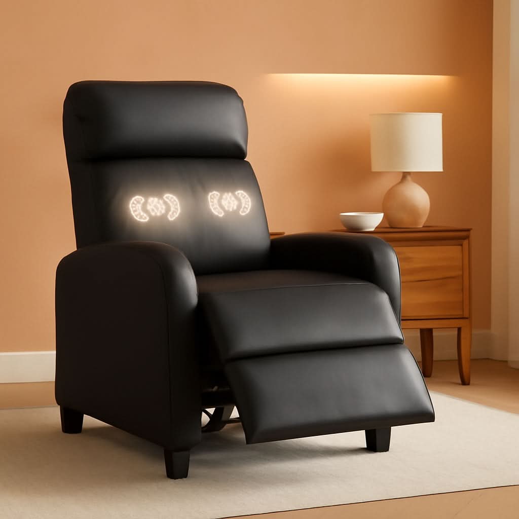 Massage Recliner Chair With Footrest Black PU Leather