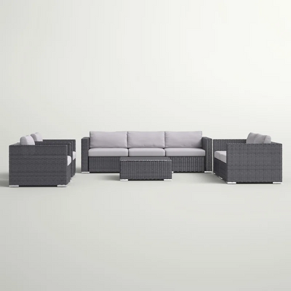 7 Piece Outdoor Patio Wicker Sofa Set Gray