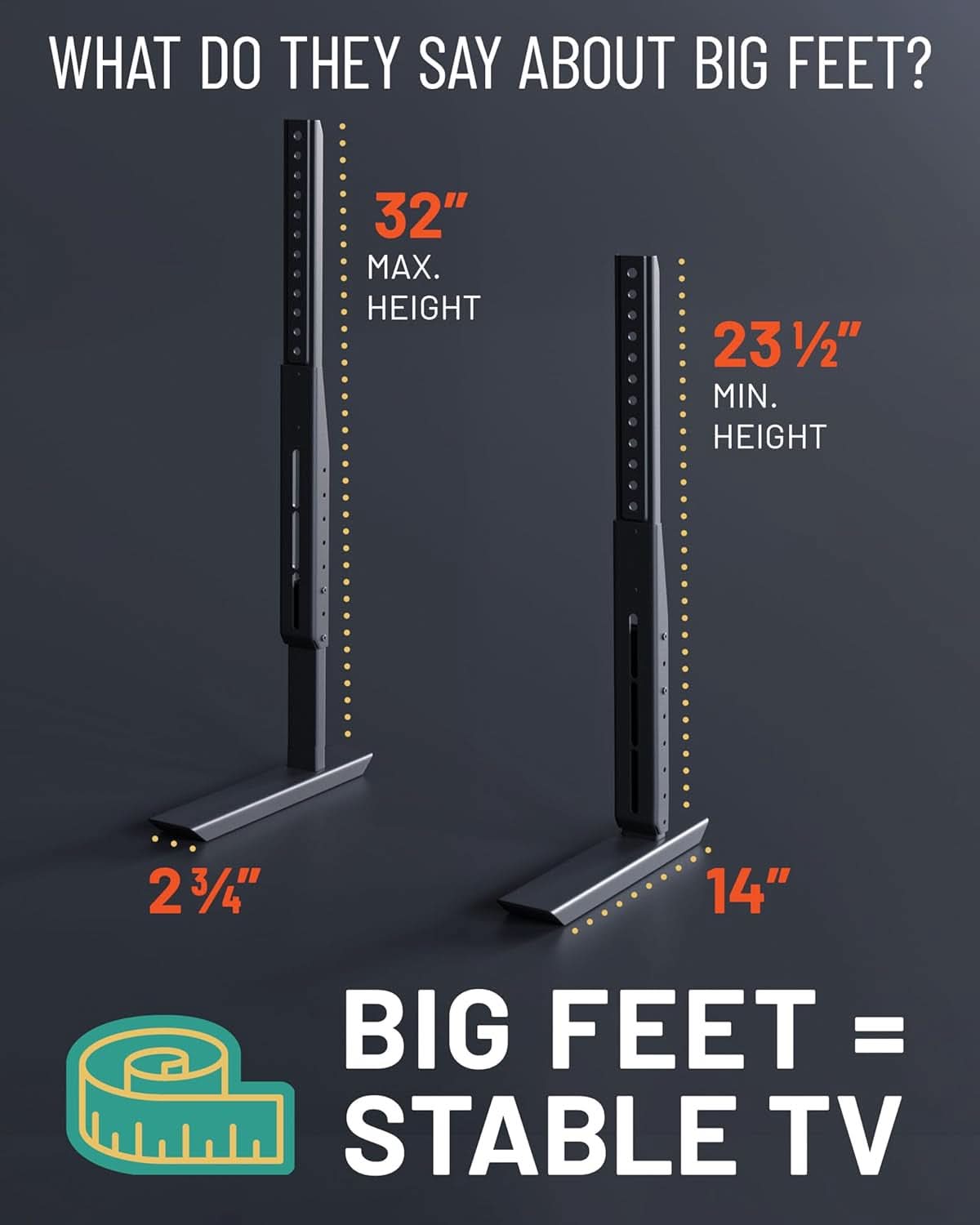 Universal Height Adjustable TV Stand For 49 To 77 Inch TVs