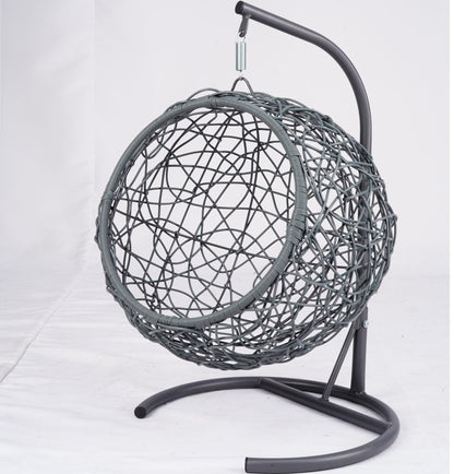 Cat Swing Bed with Stand and Cushion, Rattan Wicker Egg Chair Style, Gray