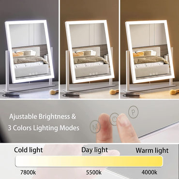 17In White Lighted Makeup Mirror 3 Color Lighting Modes And 5X Magnification
