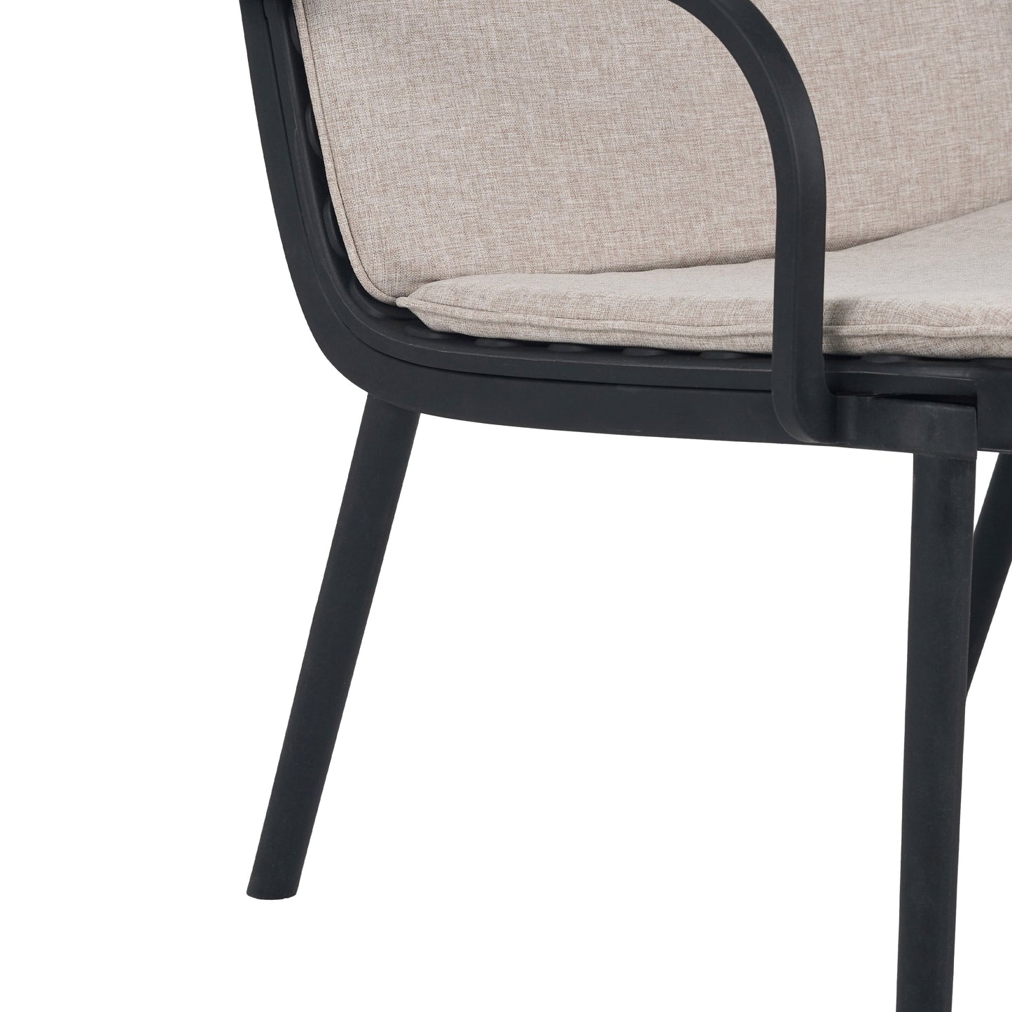 Outdoor Chat Set Polypropylene Black Beige Cushion 3 Piece Loveseat