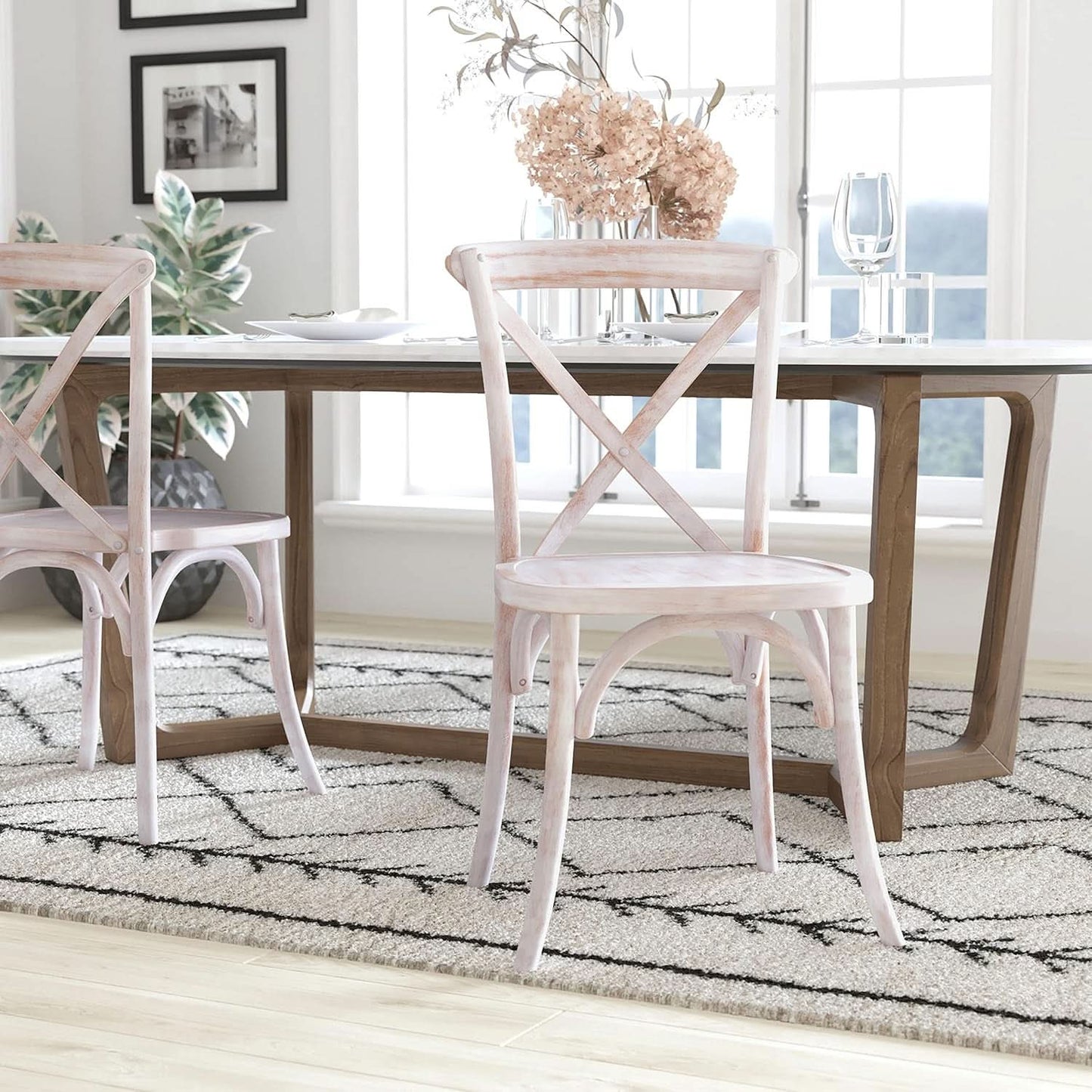 2 Pack Lime Wash X Back Dining Chairs Stackable For Banquet Hall And Dining Room Areas
