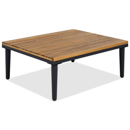 Outdoor Patio Set Acacia Wood Iron Beige L-Shape Seats 6 396 LB