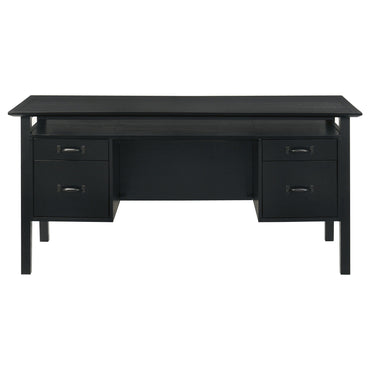 Goodson 64-inch 4-Drawer Double Pedestal Computer Desk Black