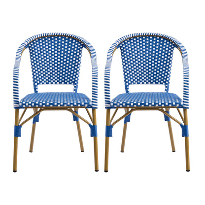 Outdoor Bistro Chairs, Patio Dining Chairs with Aluminum Frame, Weather
