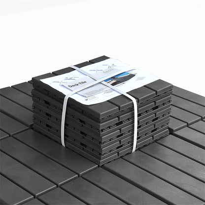 Outdoor Deck Tiles Composite Dark Gray 12" Interlocking Pack 9
