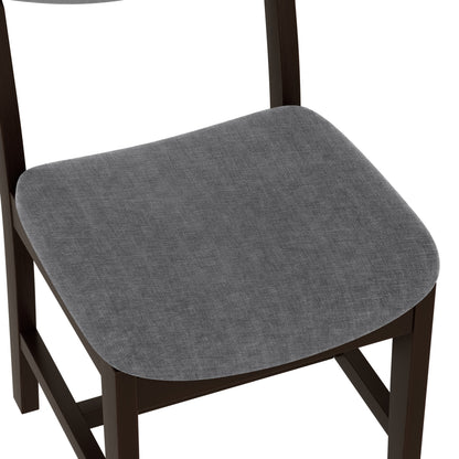 Rustic 5-Piece Dining Set - 1 Solid Wood Table + 4 Upholstered Chairs,