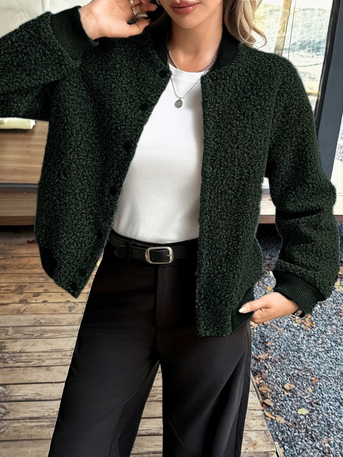 Snap Down Dropped Shoulder Jacket