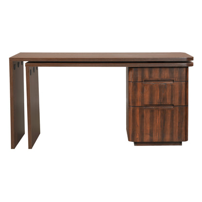 90' Modern L Shaped Desk in Walnut with 3 Drawers,360deg Wood Rotating Desk,Exe...