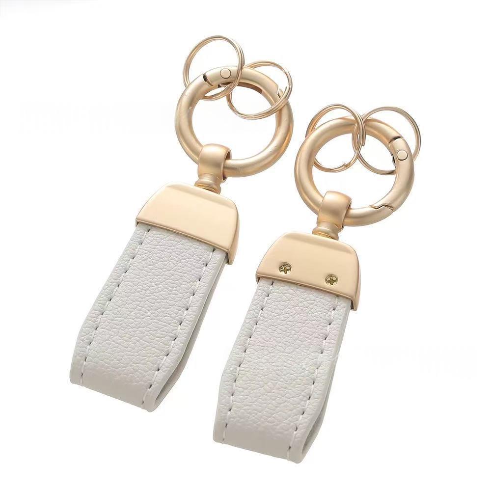 Solid-color Mini Goat-skin Leather Keychain