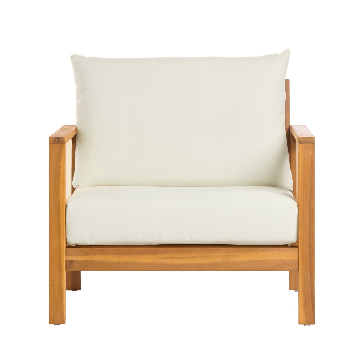 Outdoor Sofa Set Acacia Wood Textilene Teak Beige 4 Piece Seats 4