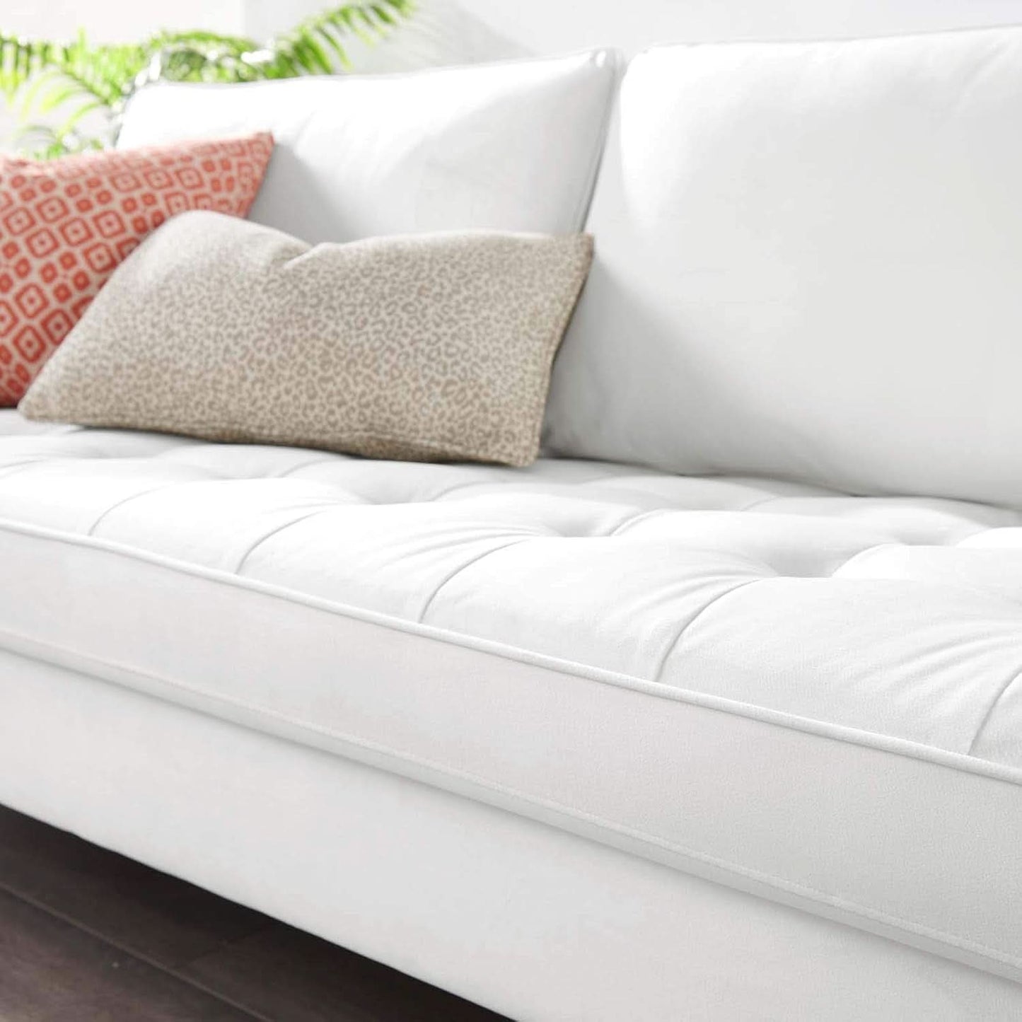 Valour Performance Velvet Sofa White Mid Century Modern