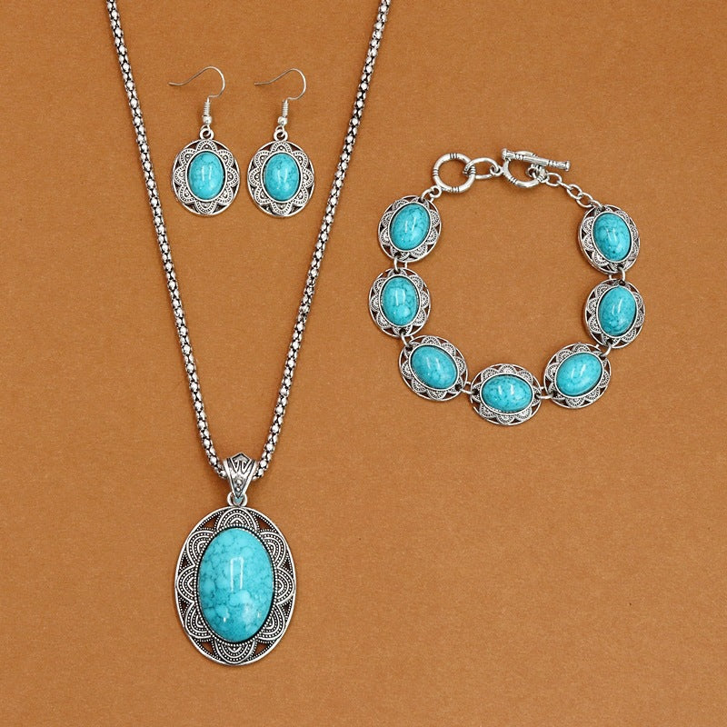 European And American Ethnic Bohemian Turquoise Necklace For Women