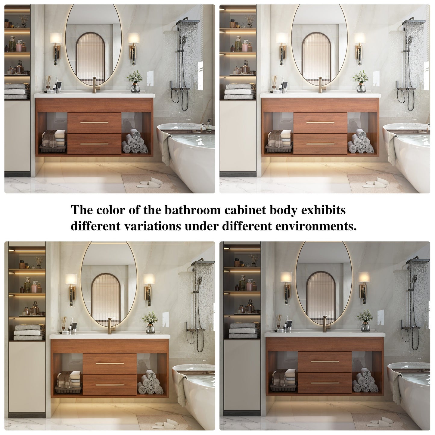 35.4' Mid-Century Floating Bathroom Vanity with Ceramic Undermount Sink