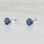 1ctw Blue Sapphire Stud Earrings 14k White Gold September Birthstone Solitaire