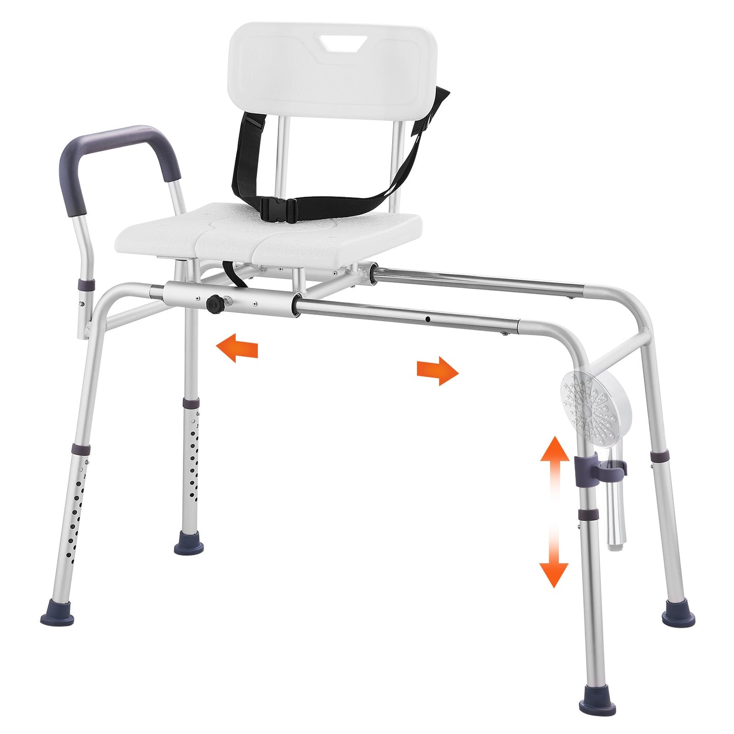 Transfer Bench Sliding Shower Chair Aluminum 400lb Reversible