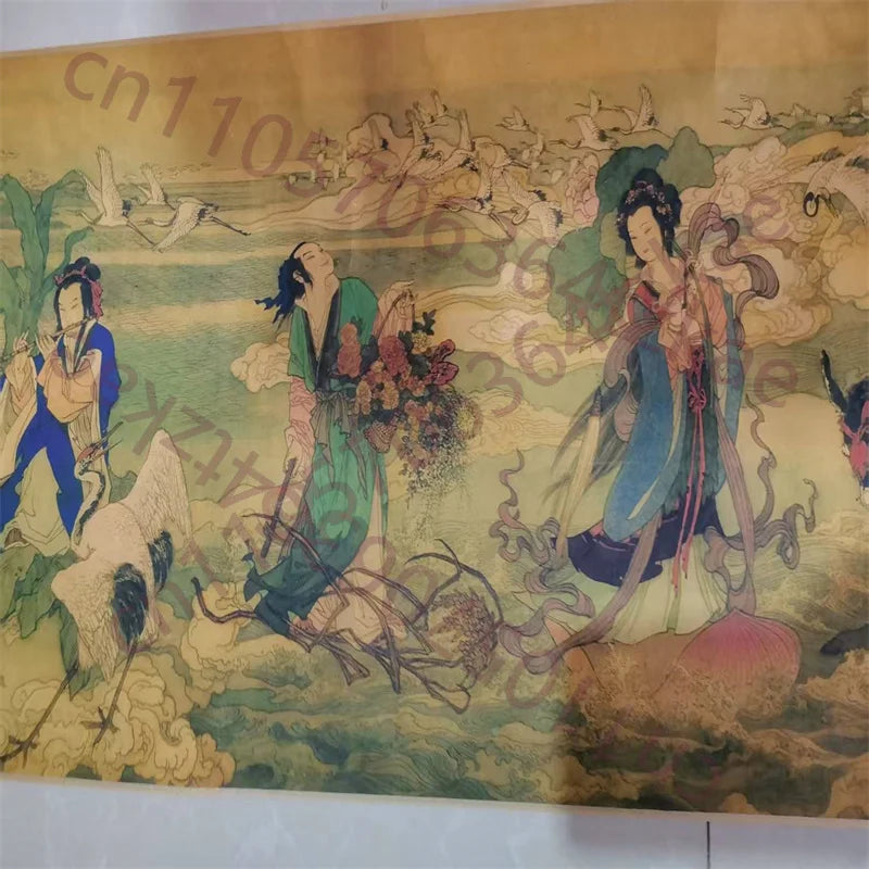 Old Chinese Long Scroll – Ding Yunpeng’s “Eight Immortals” Ink Painting
