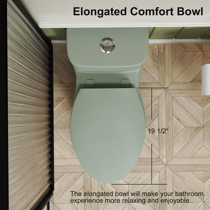 1.1/1.6 GPF Tornado Flush One-Piece Toilet ADA Height 17in, Dual Flush, Green