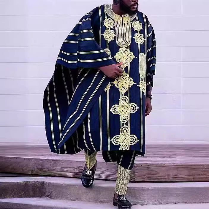 African Ethnic Print Casual Men's Three-piece Suit