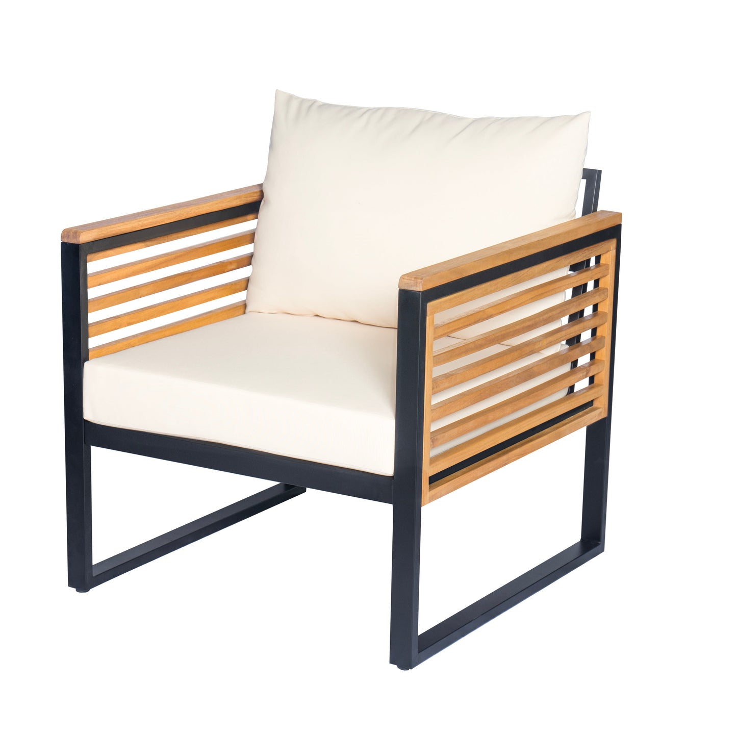 Outdoor Sofa Set 4 Piece Acacia Wood Steel Modern