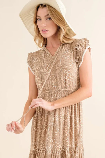 And The Why Boho Printed Tiered Maxi Dress