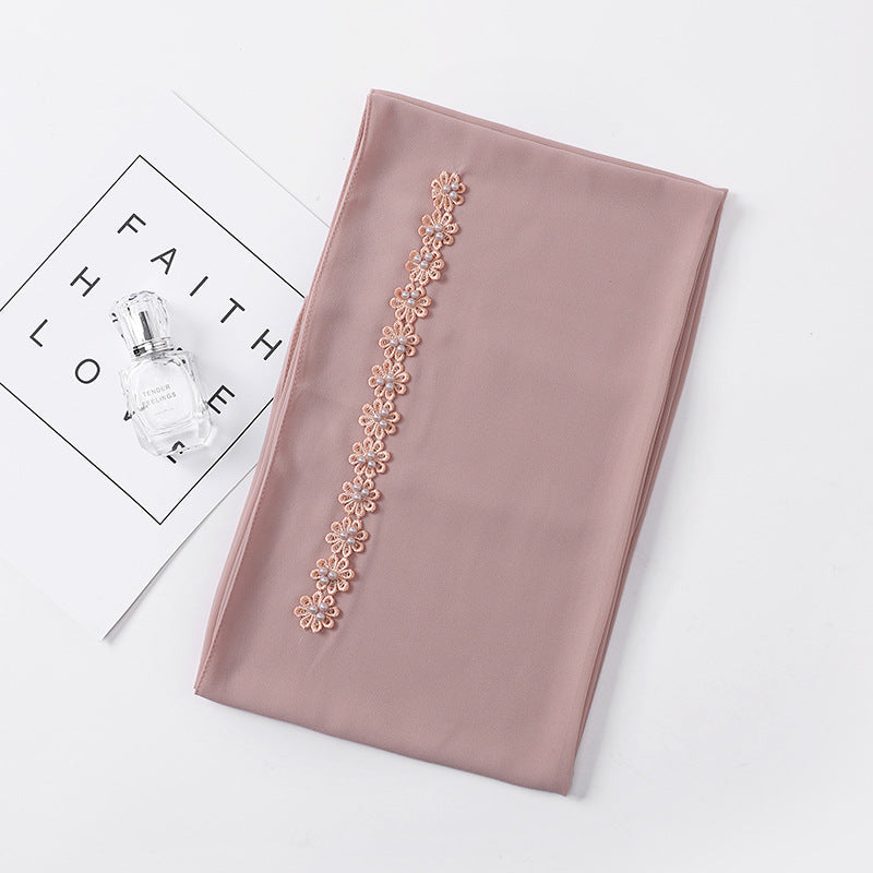 Pearl Chiffon Nail Pearl Decorative Headscarf