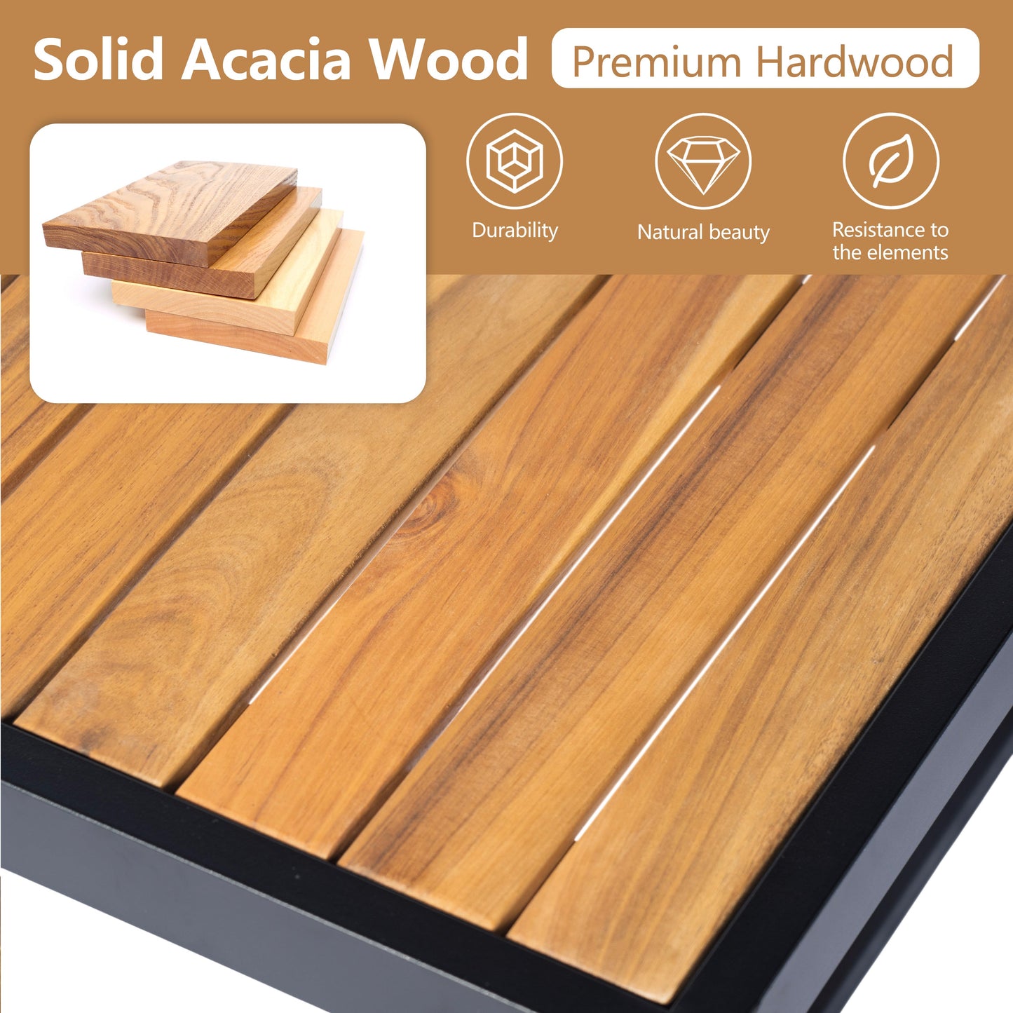 Outdoor Sofa Set 5 Piece Acacia Wood Steel Modern