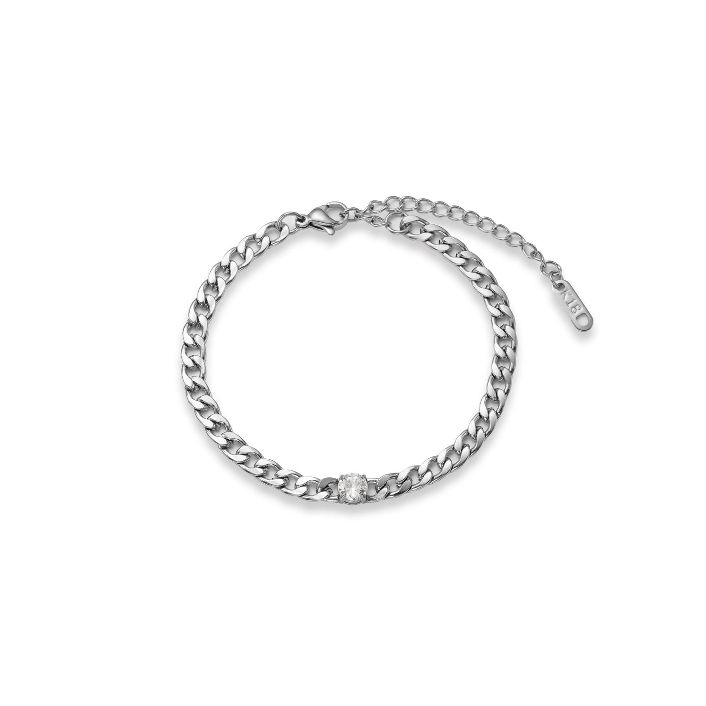 Fashion Titanium Steel Matte Chain Water Drop Zircon Bracelet Set