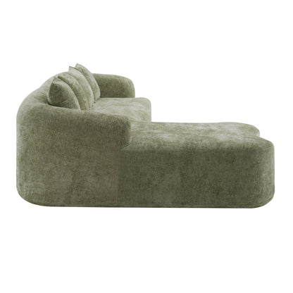 Sectional Sofa L-Shape Chenille Green 4 Seat 104
