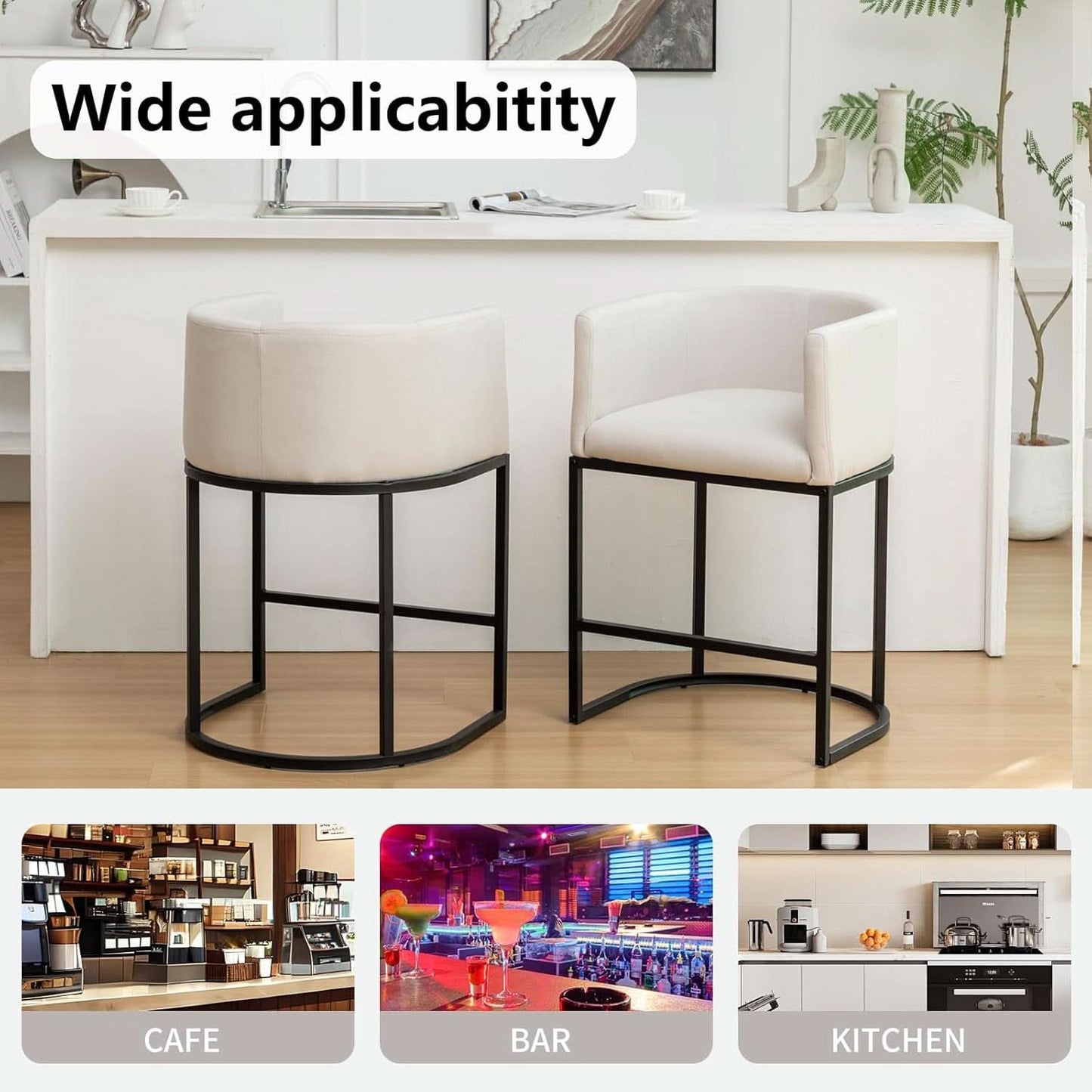 Modern Barrel Counter Height Bar Stools Set of Four