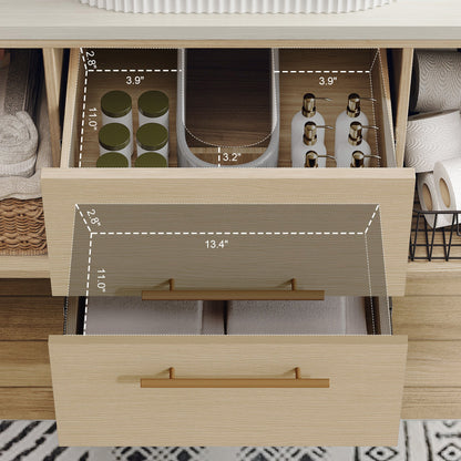 Modern 39.3 Wall-Mounted Bathroom Vanity with Oval Ceramic Sink Floating Vani...