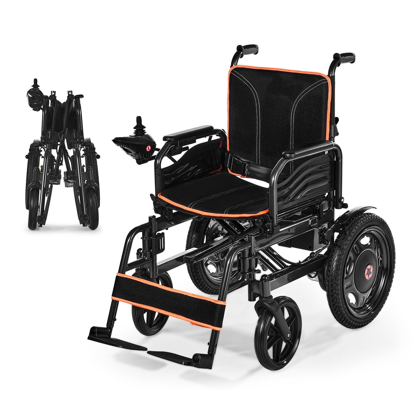 Wheelchair Electric Foldable Carbon Steel 265 LB 13 Mile Range 42x27x38 In
