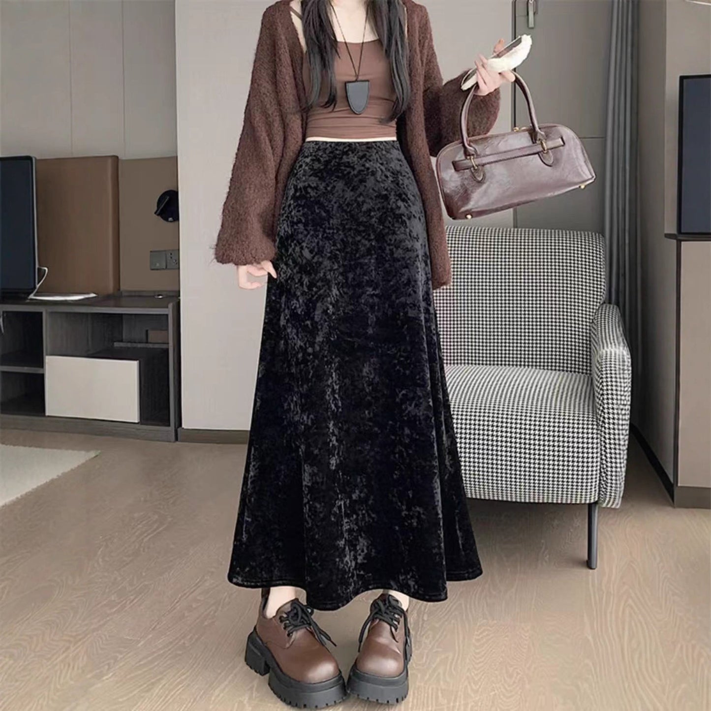 New Fallwinter Diamond-velvet Skirt
