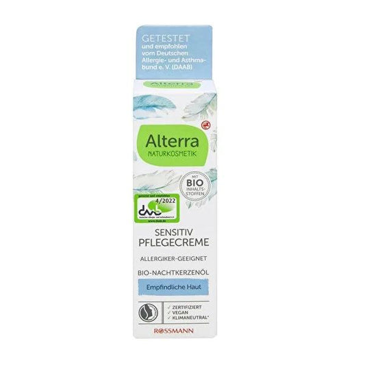 Alterra Fragrance-Free Facial Moisturizer for Very Sensitive Skin - Vegan, Allergy-Friendly, Organic Olive Oil Cream - 50ml