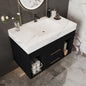 29.9' Modern Floating Bathroom Vanity with Sintered Stone Top Ceramic Undermo...