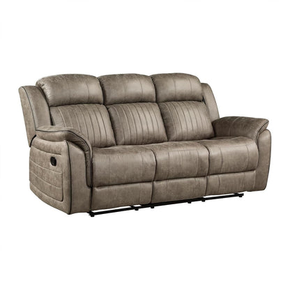 Sandy Brown Microfiber 3 Piece Reclining Living Room Set