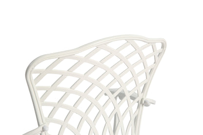 Outdoor Bistro Set Cast Aluminum White 3 Piece Umbrella Hole Cushions